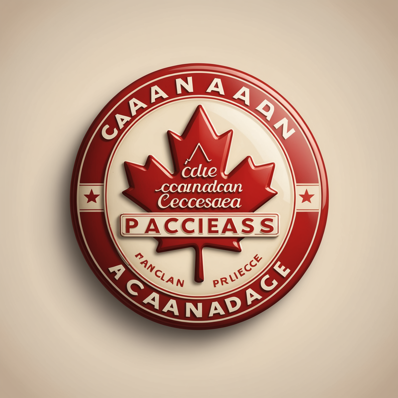 Vintage Canadian advertising poster style badge showing early access privilege, neon sign glow effect, 1950s retro typography, checkered pattern background, cream and red colors